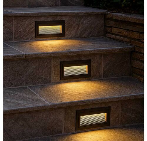 6 x LED Trapverlichting – 6W – 3000K Warm Wit – IP65 – Rechthoekig – LY05 – kavel bij Belga Veilingen