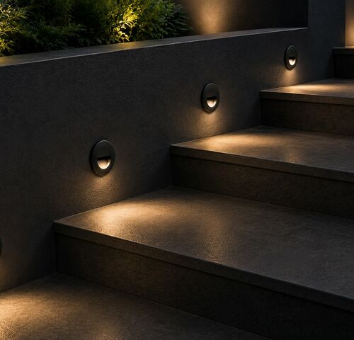 6 x LED Trapverlichting 3W – 3000K Warm Wit - Rond – Zwart – IP54 – ICON-R – kavel bij Belga Veilingen