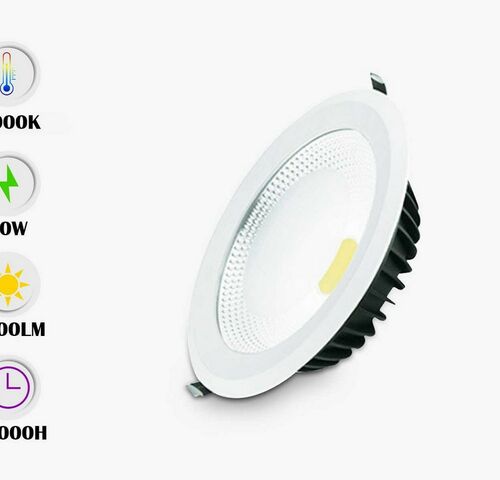 10 x LED Downlight – 30W – 6500K Koud Wit – COB – IP20 – kavel bij Belga Veilingen