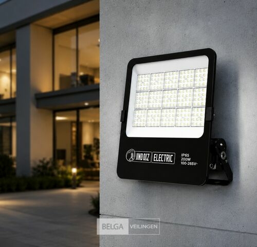 4 x LED Floodlight 200W – 6400K Koud Wit - Zwart – IP65 – BORNEO-200 – kavel bij Belga Veilingen