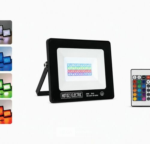 4 x RGB LED Floodlight 20W - Zwart – IP65 – REMIX-20 – kavel bij Belga Veilingen