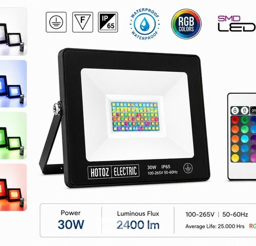 4 x RGB LED Floodlight 30W - Zwart – IP65 – REMIX-30 – kavel bij Belga Veilingen