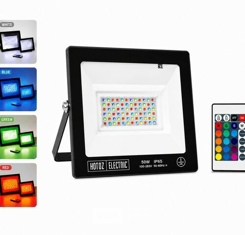 10 x RGB LED Floodlight 50W - Zwart – IP65 – REMIX-50 – kavel bij Belga Veilingen