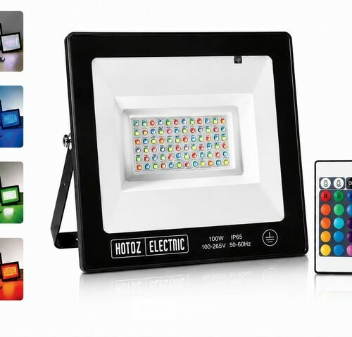10 x RGB LED Floodlight 100W - Zwart – IP65 – REMIX-100 – kavel bij Belga Veilingen