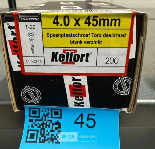 Kelfort spaanplaatschroef 4x45 torx - deeldraad 200st – kavel bij Belga Veilingen, Bree