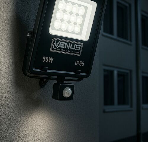 5 x LED Schijnwerper 50W met Bewegingssensor – 6500K Koud Wit – IP65 – FLAG-50 – kavel bij Belga Veilingen