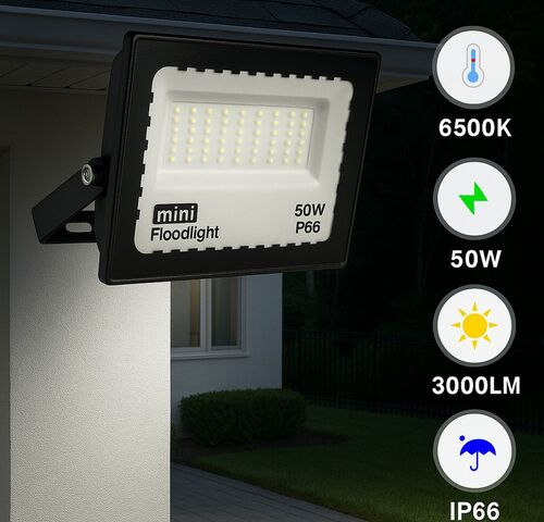 6 x LED Schijnwerper MINI 50W – 6500K Koud Wit – IP65 – MINIONS-50 – kavel bij Belga Veilingen