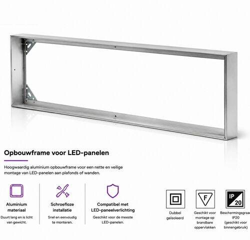 8 x Opbouw Frame voor LED Paneel – 1200x300mm – IP20 – FRAME-30120 – kavel bij Belga Veilingen