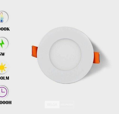 25 x LED Paneel – Rond Inbouw – 5W – 3000K Warm Wit – IP20 – kavel bij Belga Veilingen
