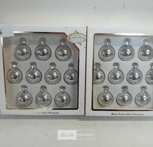 2 x Kerstballen glas 10 stuks 3,5 cm zilver – kavel bij Belga Veilingen, Oudsbergen