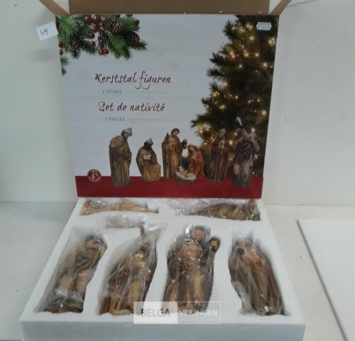 1 x Kerststal figuurtjes 7 stuks 20 cm – kavel bij Belga Veilingen, Oudsbergen