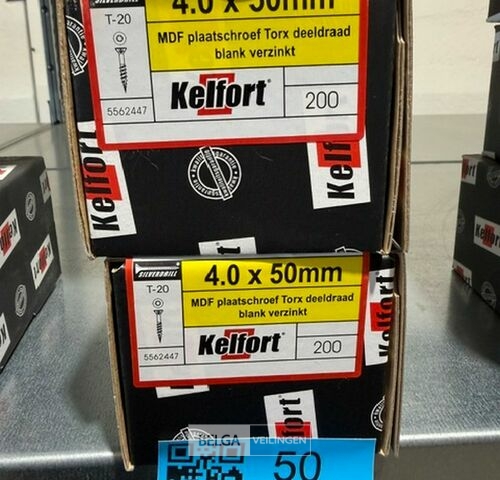 Kelfort spaanplaatschroef 4x50 torx - deeldraad 2x 200st – kavel bij Belga Veilingen, Bree