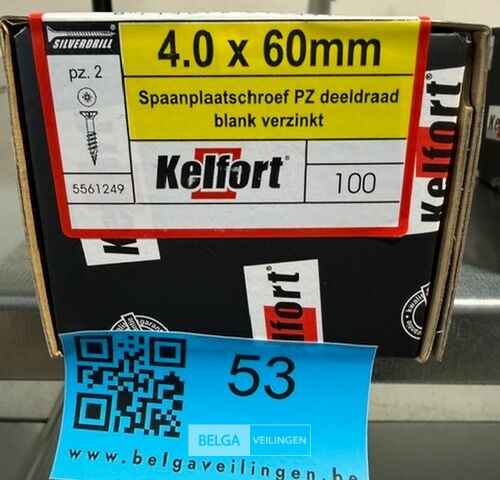 Kelfort spaanplaatschroef 4x60 PZ-2 - deeldraad 100st – kavel bij Belga Veilingen, Bree