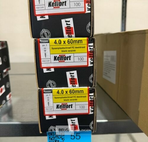 Kelfort spaanplaatschroef 4x60 PZ-2 - deeldraad 3x 100st – kavel bij Belga Veilingen, Bree