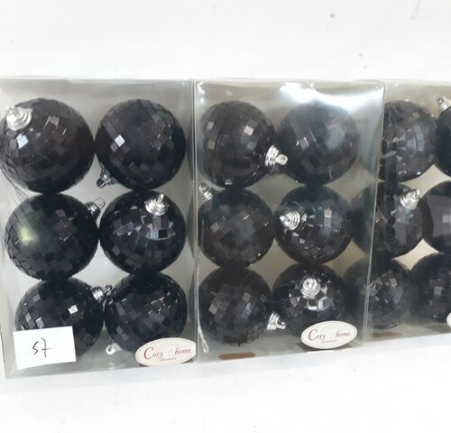 3 x Kerstballen pvc 6 stuks zwart – kavel bij Belga Veilingen, Oudsbergen