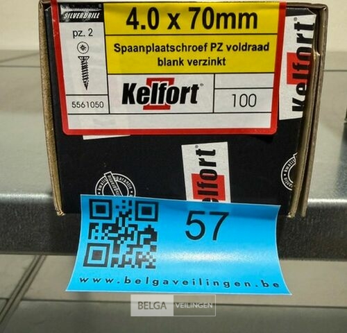 Kelfort spaanplaatschroef 4x70 PZ-2 - voldraad 100st – kavel bij Belga Veilingen, Bree