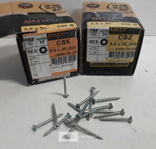 2 x Houtschroeven wit verzinkt 3,5x35mm 200 stuks – kavel bij Belga Veilingen, Oudsbergen
