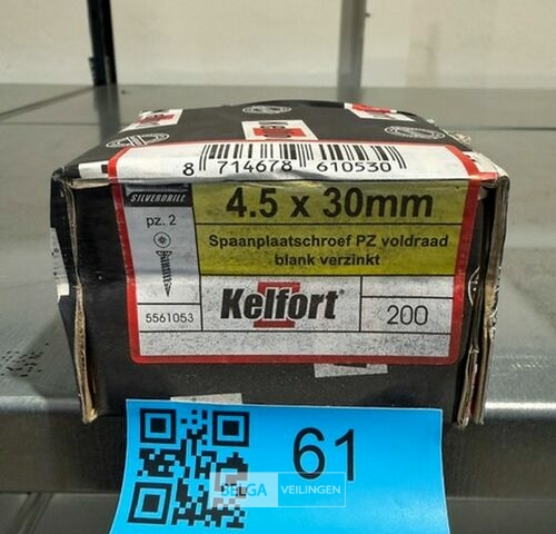 Kelfort spaanplaatschroef 4,5x30 PZ-2 - voldraad 200st – kavel bij Belga Veilingen, Bree