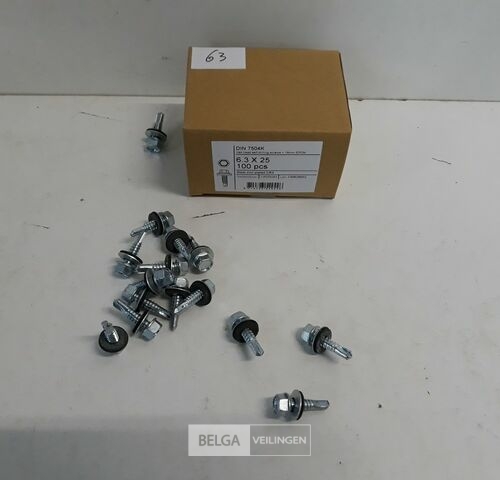 1 x Boorschroef zeskant 6,3x25 mm 100 stuks + EPDM – kavel bij Belga Veilingen, Oudsbergen