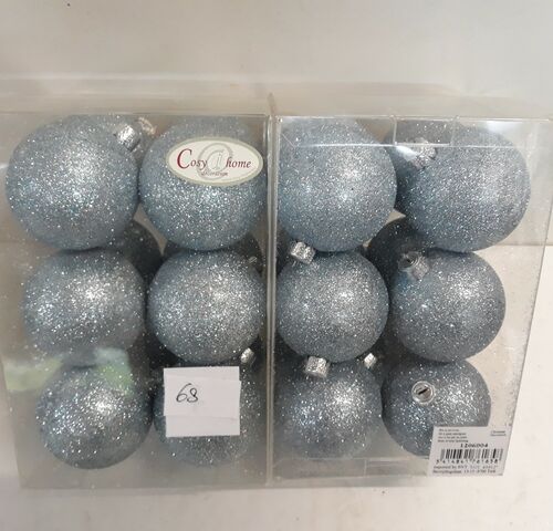 2 x Kerstballen pvc 12 stuks blauw glitter – kavel bij Belga Veilingen, Oudsbergen