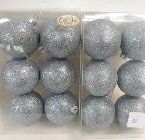 2 x Kerstballen pvc 6 stuks blauw glitter – kavel bij Belga Veilingen, Oudsbergen