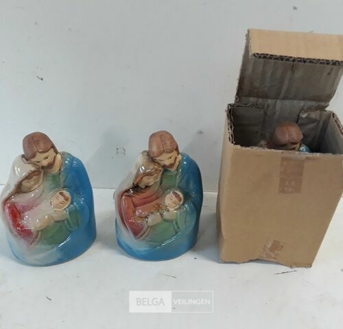 3 x Kerstfiguur Maria-jezus-Jozef – kavel bij Belga Veilingen, Oudsbergen