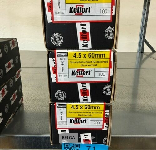 Kelfort spaanplaatschroef 4,5x60 PZ-2 - deeldraad 3x 100st – kavel bij Belga Veilingen, Bree