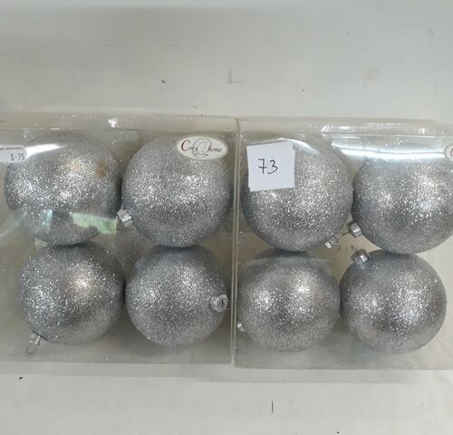 2 x Kerstballen pvc 4 stuks zilver glitter – kavel bij Belga Veilingen, Oudsbergen