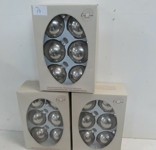 3 x Kerstballen glas 6 stuks zilver – kavel bij Belga Veilingen, Oudsbergen