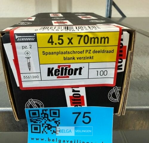 Kelfort spaanplaatschroef 4,5x70 PZ-2 - deeldraad 10x 100st – kavel bij Belga Veilingen, Bree