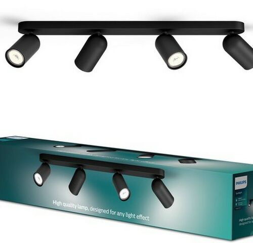 Philips Pongee opbouwspot - 4-lichts - zwart – kavel bij Belga Veilingen, Bree