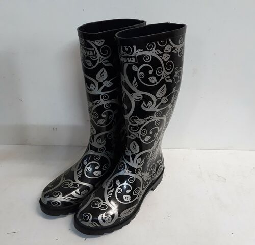 1 x Rubberen laarzen 38 zwart bloemenprint Chuva – kavel bij Belga Veilingen, Oudsbergen