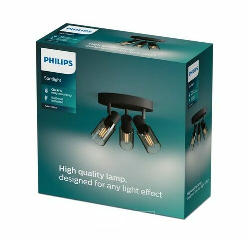 Philips Opbouwspot Palms - Zwart - 19,6cm - 3xE14 – kavel bij Belga Veilingen, Bree