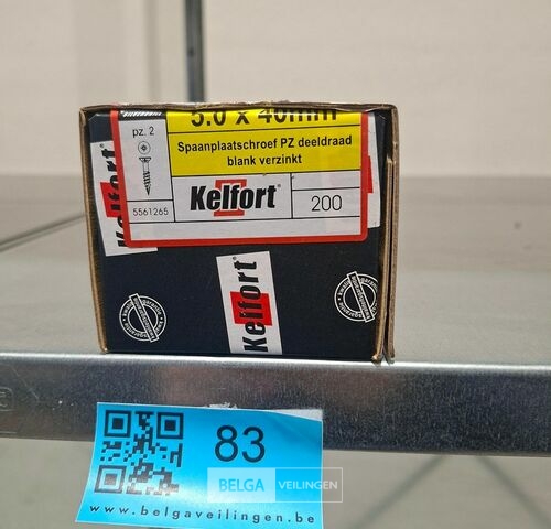 Kelfort spaanplaatschroef 5x40 PZ-2 - voldraad 200st – kavel bij Belga Veilingen, Bree