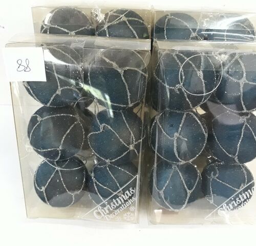 4 x Kerstballen pvc 6 stuks blauw met lijnen – kavel bij Belga Veilingen, Oudsbergen