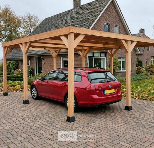 Muur carport/overkapping dubbel, afm B610xD600xH185/225cm – kavel bij Belga Veilingen, Lummen