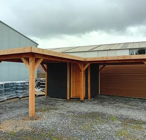 Hoekoverkapping met berging afm 1000x800x257cm – kavel bij Belga Veilingen, Lummen