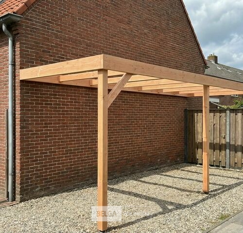 Muur carport/overkapping, afm B310xD300xH185/225 cm – kavel bij Belga Veilingen, Lummen
