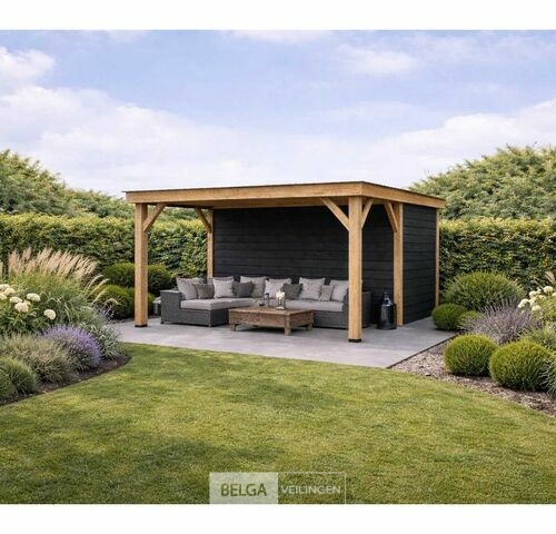 Buitenverblijf overkapping douglas, afm 524x300 x hoogte 245cm – kavel bij Belga Veilingen, Lummen