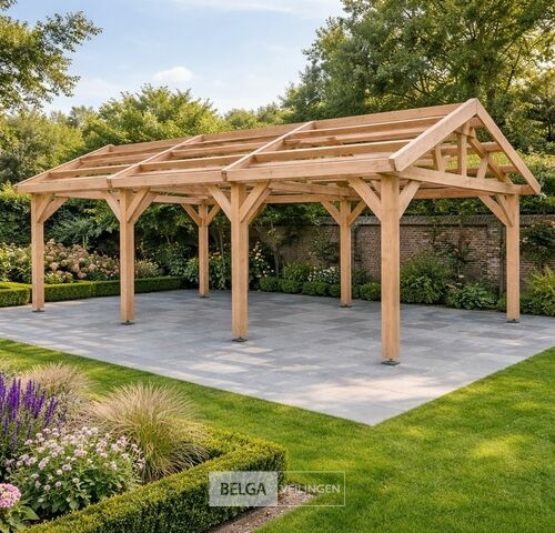 Zadeldak douglas, afm 1220x400x325cm BxDxH in cm – kavel bij Belga Veilingen, Lummen