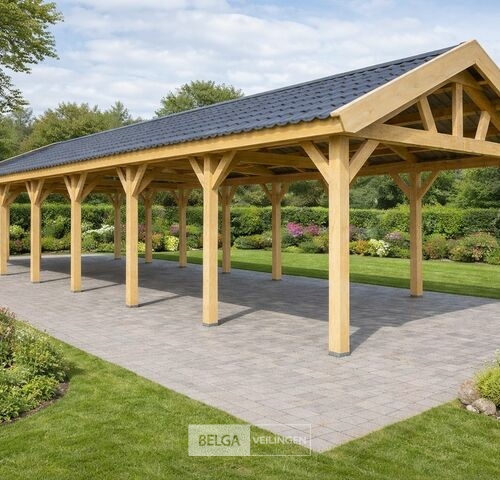 Zadeldak douglas, afm 1550x400x325cm BxDxH in cm – kavel bij Belga Veilingen, Lummen