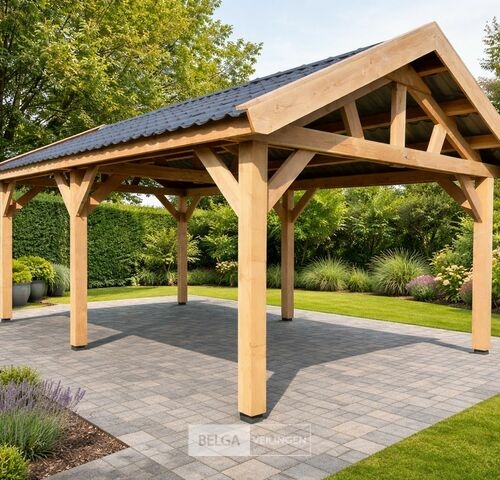 Zadeldak douglas, afm 550x400x325cm BxDxH in cm – kavel bij Belga Veilingen, Lummen