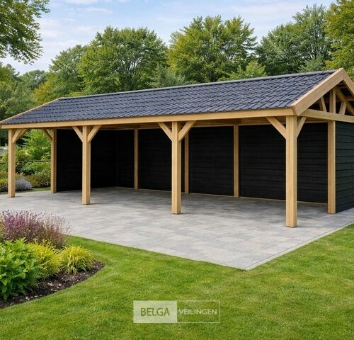 Zadeldak douglas, afm 880x400x325cm BxDxH in cm – kavel bij Belga Veilingen, Lummen