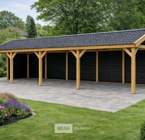 Zadeldak douglas, afm 1220x400x325cm BxDxH in cm – kavel bij Belga Veilingen, Lummen