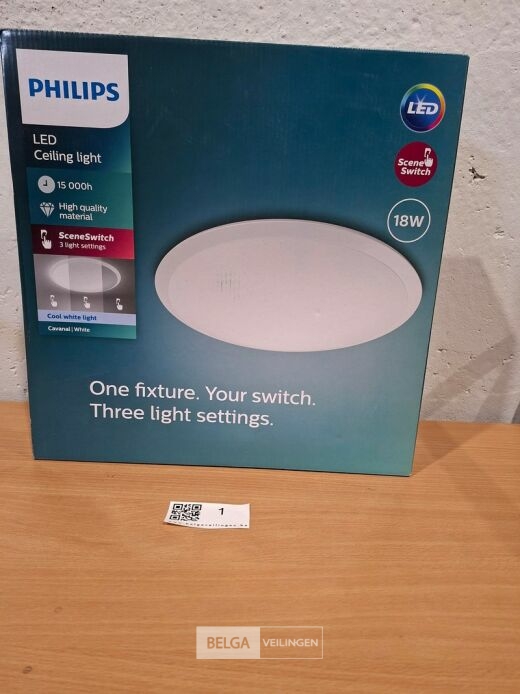 Philips plafondlamp led 1600 lumen 18W 4000K IP20 – foto 2 – kavel bij Belga Veilingen, Bree