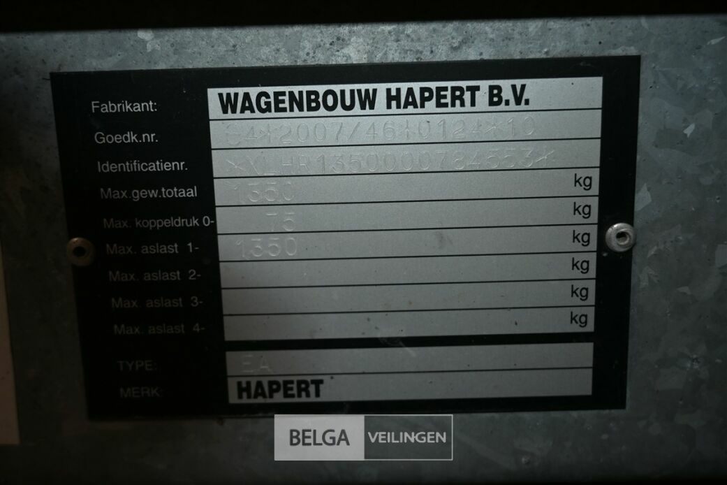 Gesloten aanhangwagen HAPERT – foto 5 – kavel bij Belga Veilingen