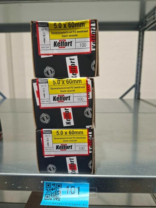 Kelfort spaanplaatschroef 5x60 PZ-2 - deeldraad 3x 100st – foto 4 – kavel bij Belga Veilingen, Bree