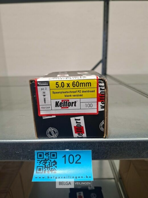 Kelfort spaanplaatschroef 5x60 PZ-2 - deeldraad 10x 100st – foto 3 – kavel bij Belga Veilingen, Bree