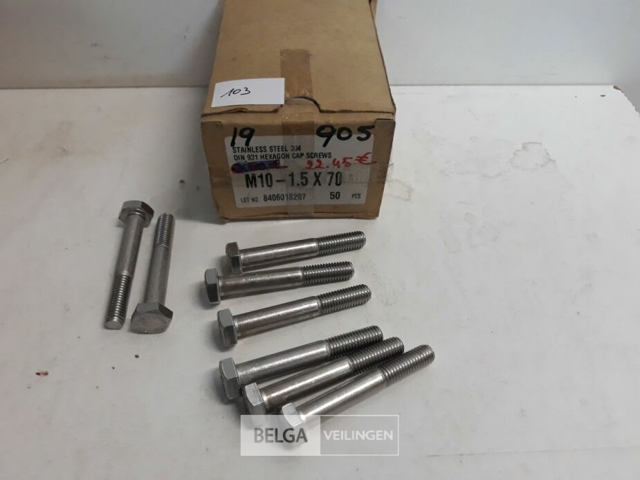 1 x Zeskantbout Inox M10x70 50 stuks – foto 2 – kavel bij Belga Veilingen, Oudsbergen