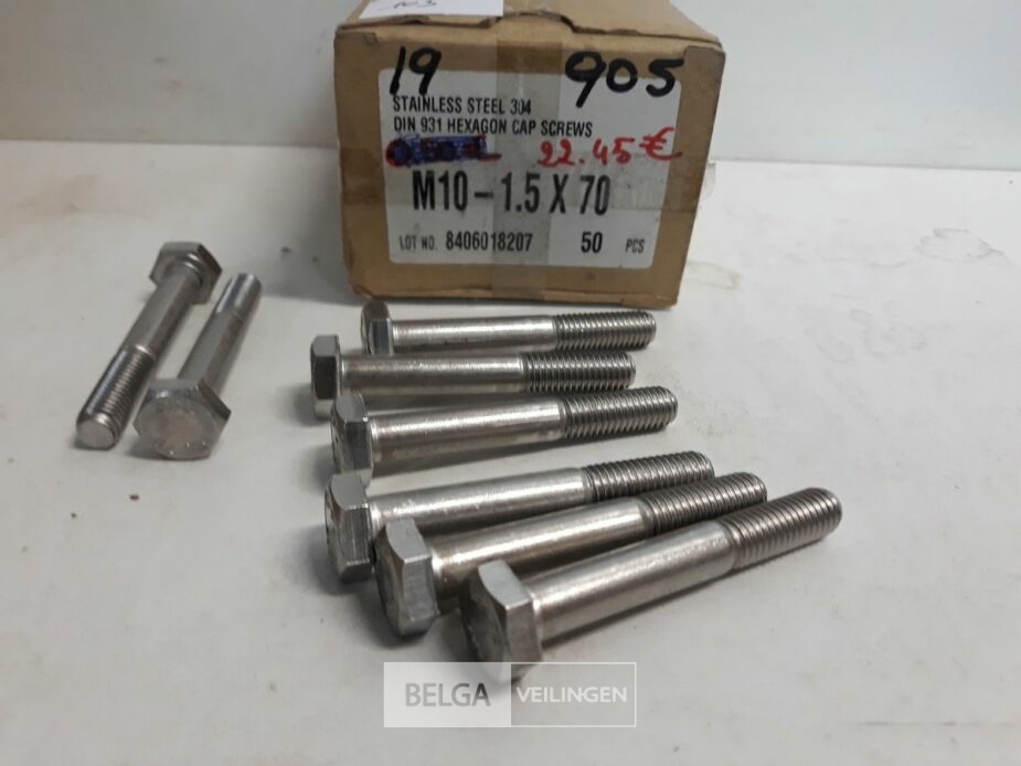 1 x Zeskantbout Inox M10x70 50 stuks – foto 4 – kavel bij Belga Veilingen, Oudsbergen